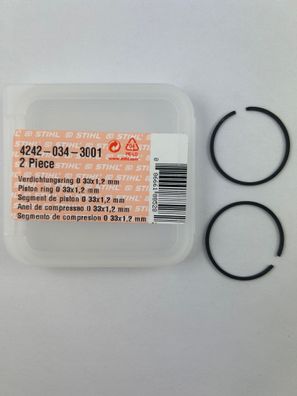 2x STIHL original Kolbenringe 42420343001 33x1,2mm