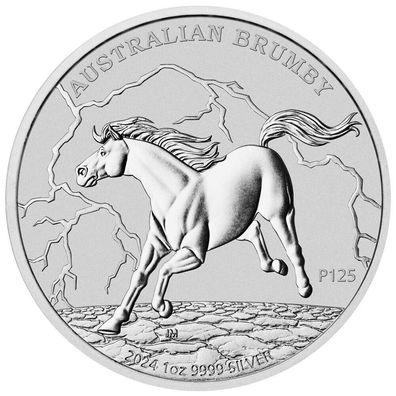 Silbermünze Brumby Pferde Wildpferde 2024 5. Ausgabe 1 oz Perth Mint Australien