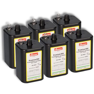 6x Nissen 4R25 Premium 800 - 6V 7-9Ah 6 Volt Hochleistungs- Blockbatterie für