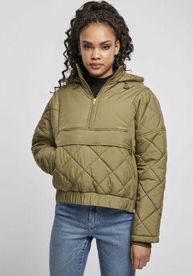 Urban Classics Damen Jacke Ladies Oversized Diamond Quilted Pull Over Jacket Tinio