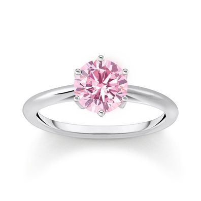 Thomas Sabo Schmuck Silber-Ring für Damen Pinkfarbener Stein TR2474-051-9