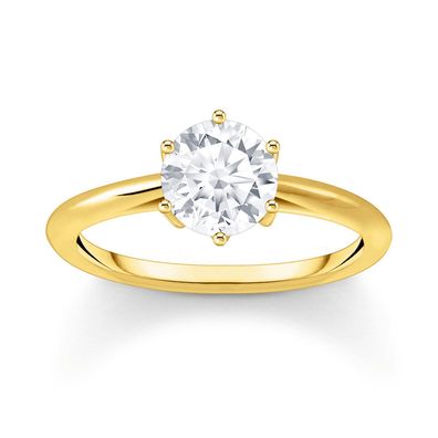 Thomas Sabo Schmuck Ring für Frauen Weißer Stein Goldfarben TR2474-414-14