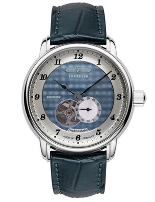 Zeppelin Herrenuhr Automatik Open Heart Friedrichshafen Blau 8566-3