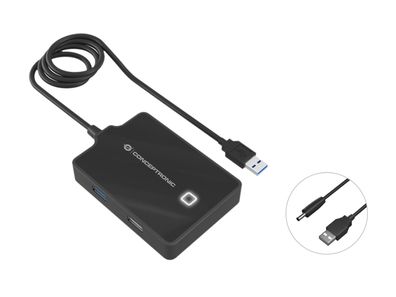 Conceptronic Hubbies10b Conceptronic USB-Hub 4-Port 3.0 ->1x3.0 3x2.0 o. Netzteil sw