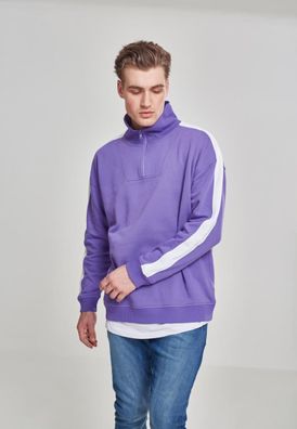 Urban Classics Pullover Oversize Sweat Shoulder Stripe Troyer Ultraviolet/White