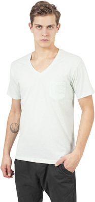 Urban Classics T-Shirt Melange V-Neck Pocket Tee Mint/White