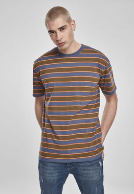 Urban Classics T-Shirt Yarn Dyed Oversized Board Stripe Tee Burnedred/Vintageblue