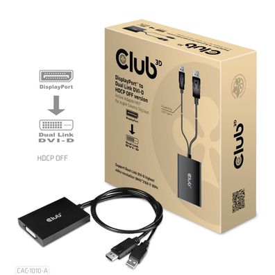 Club 3D CAC-1010-A Club3D Adapter DisplayPort > DVI-D HDCP OFF aktiv St/Bu retail