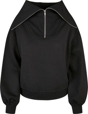 Urban Classics Damen Ladies Oversized High Neck Troyer Crew Black