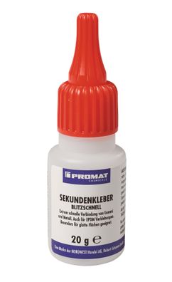 Sekundenkleber blitzschnell 20g farblos Flasche PROMAT Chemicals