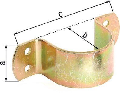 Rohrschelle 40x44x119mm/f. Rohr: 44,5mm=Ø1 3/4Zoll Stahl roh galv. gelb verz. GAH