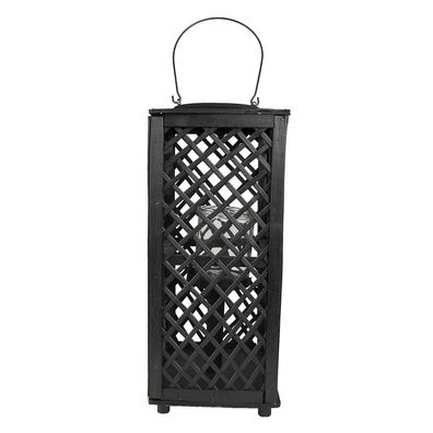 Clayre & Eef Windlicht 21x21x50 cm Schwarz Bambus (Gr. 21x21x50 cm)