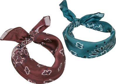 Urban Classics Satin Bandana 2-Pack Cherry/Teal