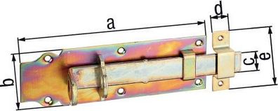 Schlossriegel L.180mm B.64mm ger. STA galv. gelb verz. Ausschub 56mm GAH