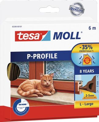 Fenster-/Türmoll tesamoll® 5390 B9mmxH5,5mmxL6m braun TESA