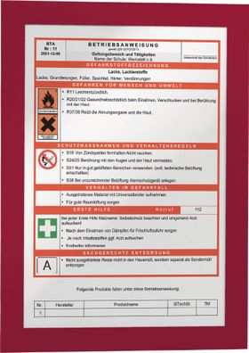 Magnetrahmen DIN A4 rot selbstklebende Rückenfolie 2 St./VE Durable