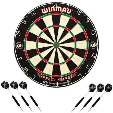 Winmau Dartboard Pro SFB Set inklusive 2 Satz Steeldarts | Dartscheibe Dart Scheib