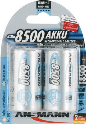 Akkuzelle maxE 1,2 V 8500 mAh R20-D-Mono HR20 2 2St./Blister Ansmann