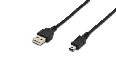 AK-300130-018-S USB 2.0 Anschlusskabel, Typ A - mini B (5pin) St/St, 1.8m, USB