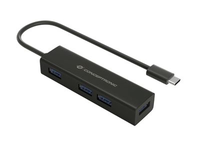 Conceptronic Hubbies07b Conceptronic USB-Hub 4-Port 3.1/C->4x3.0 o. Netzteil sw