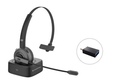 Conceptronic POLONA03BD Headset Wireless Bluetooth mit Ladestation sw