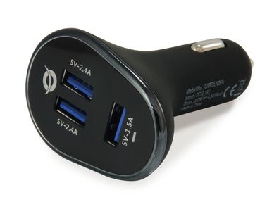 Conceptronic CARDEN06B Conceptronic Ladegerät 3-Port USB Car Charger, 31.5W