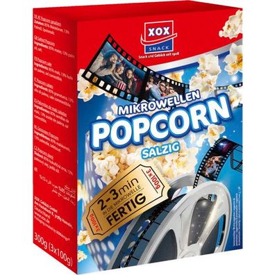 Mikrowellen Popcorn Salzig 1 Packung je 3 x 100 Gramm mit Salz VOX