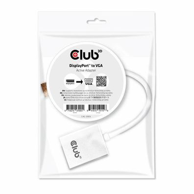 Club3D Adapter DisplayPort > VGA aktiv St/Bu bulk