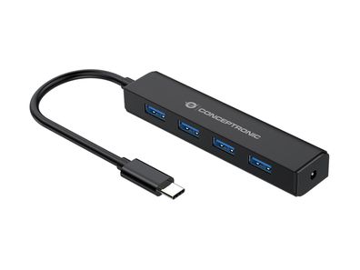 Conceptronic CTC4USB3 Conceptronic USB-Hub 4-Port 3.1/C->4x3.0 o. Netzteil sw