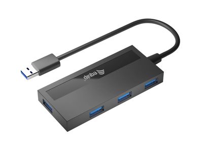 Equip 128956 Equip USB-Hub 4-Port 3.0 ->4x3.0 + TypC A o. Netzteil schwarz