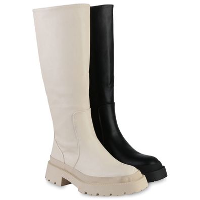 VAN HILL Damen Leicht Gefütterte Klassische Stiefel Profil-Sohle Schuhe 839375