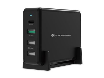 Conceptronic OZUL01B Conceptronic Ladegerät 4Port 65W,1xUSB-C/3xUSB-A PD Desktop