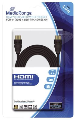 MediaRange MRCS158 HDMI-Kabel High Speed - 4K, mit Ethernet, vergoldete Kontakte,