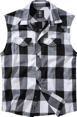 Brandit Men Hemd Checkshirt sleeveless White/Black