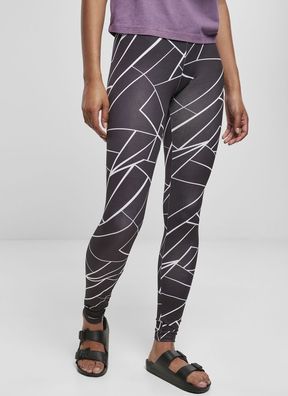 Urban Classics Damen Leggings Ladies AOP Leggings Geometric Black