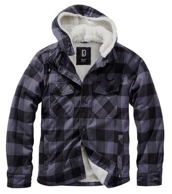 Brandit Jacke Lumberjacket hooded in Black/Grey