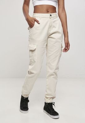 Urban Classics Damen Hose Ladies High Waist Cargo Pants Whitesand