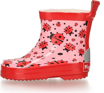 Playshoes Kinder Gummistiefel Halbschaft Marienkäfer Rosa