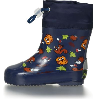 Playshoes Kinder Gummistiefel Halbschaft Waldtiere gefüttert Marine