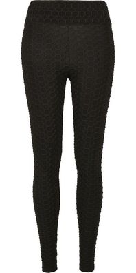 Urban Classics Damen Ladies High Waist Honeycomb Leggings Black