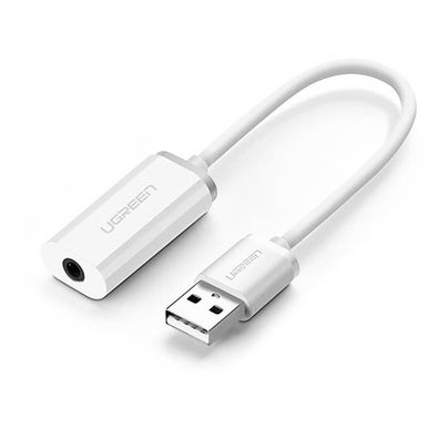 UGREEN US206 Audio-Adapter, USB auf Mini Jack 3.5mm AUX Weiß