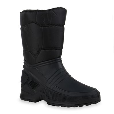 VAN HILL Damen Stiefel Warm Gefütterte Winterstiefel Gesteppt Schlupf-Schuh 836020