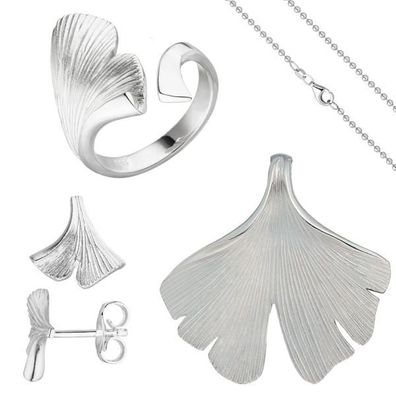 Schmuck-Set Ginko 925 Sterling Silber mit Kette 50 cm