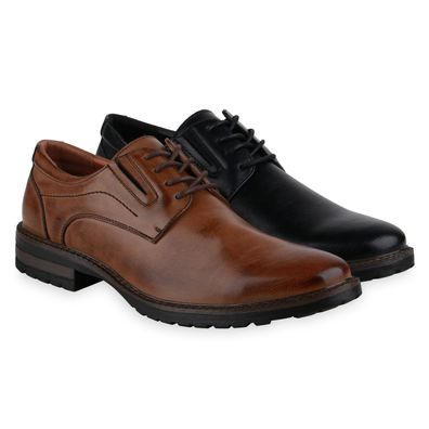 VAN HILL Herren Klassische Schnürer Blockabsatz Elegante Business Schuhe 836060