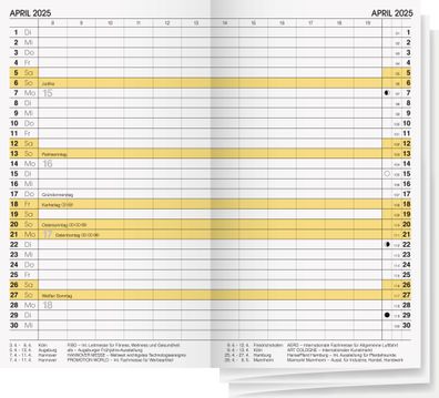 2025 Brunnen Faltkalender 9x15cm 2S/1M Einlage