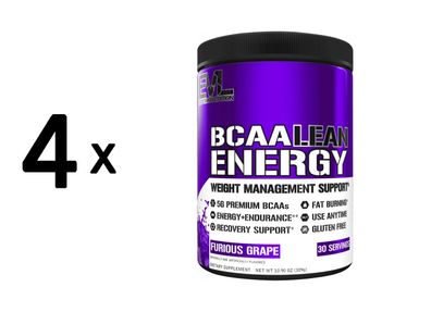 4 x EVL Nutrition BCAA Lean Energy (30 serv) Furious Grape