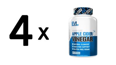 4 x EVL Nutrition CleanseMode Apple Cider Vinegar (60 caps) Unflavoured