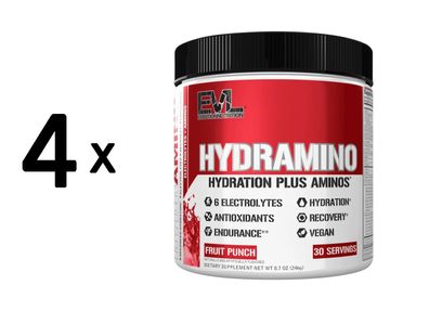 4 x EVL Nutrition Hydramino (30 serv) Fruit Punch