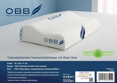 Viskoelastisches Nackenstützkissen OBB mit Aloe Vera - Größe 30x48x11cm