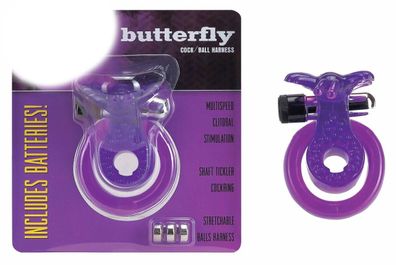 Cock & Ball Harness Butterfly purple